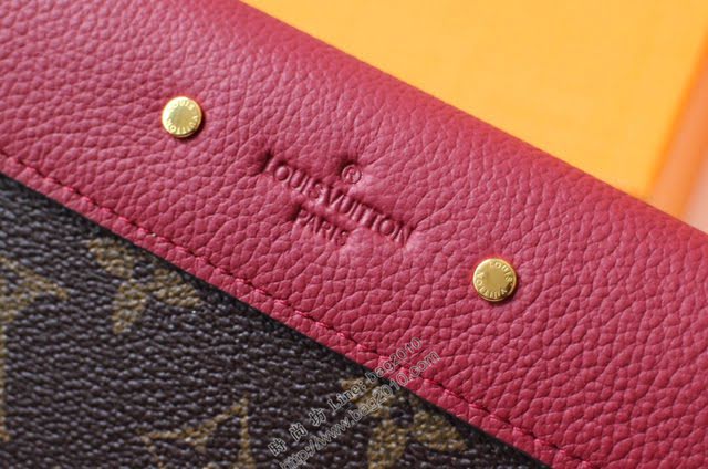 lv錢包 Pallas錢夾 M58414 lv老花配玫紅紅皮翻蓋女款錢包  lvqb1695